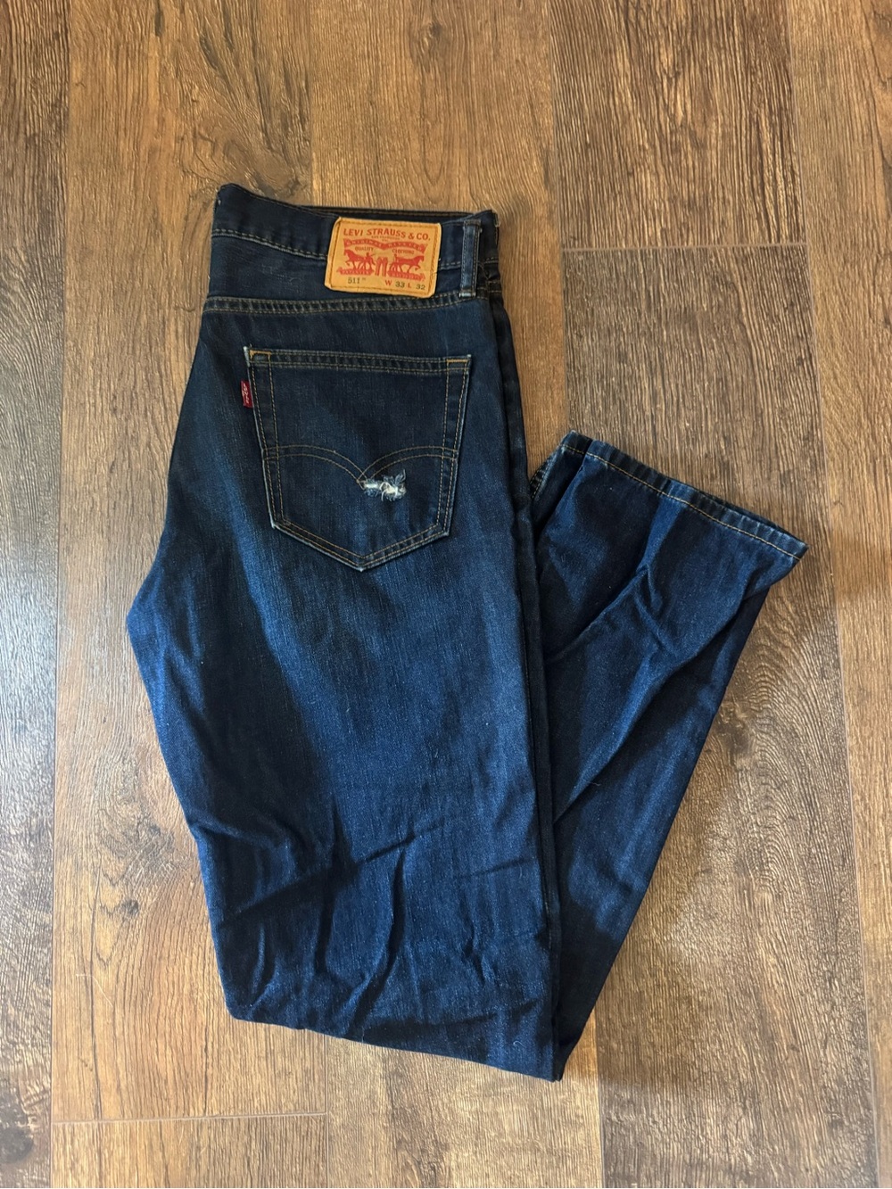 Levi's Men's Straight Jeans in Dark Blue Denim